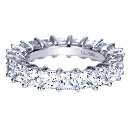 14K White Gold Princess Cut Shared Prong Diamond Eternity Band