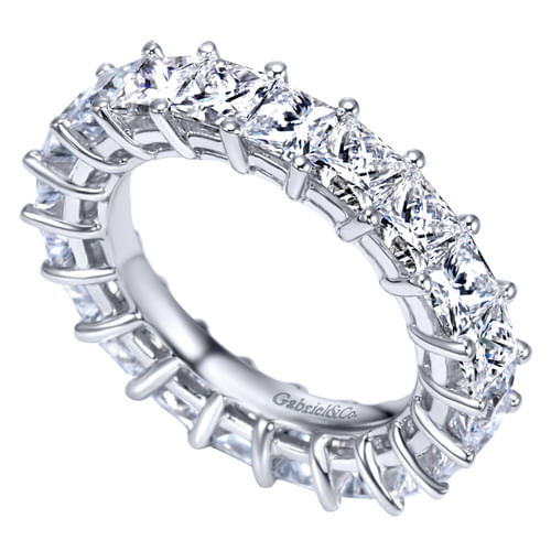 14K White Gold Princess Cut Shared Prong Diamond Eternity Band
