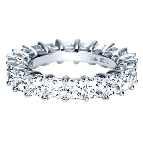 14K White Gold Princess Cut Shared Prong Diamond Eternity Band