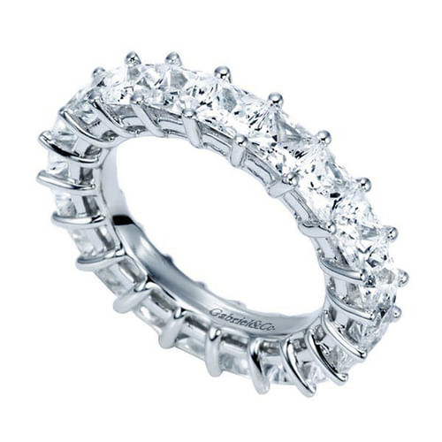 14K White Gold Princess Cut Shared Prong Diamond Eternity Band