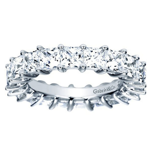 14K White Gold Princess Cut Shared Prong Diamond Eternity Band