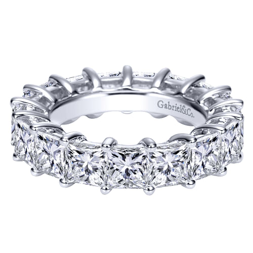 14K White Gold Princess Cut Shared Prong Diamond Eternity Band