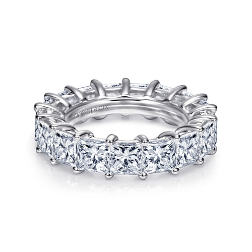 14K White Gold Princess Cut Shared Prong Diamond Eternity Band