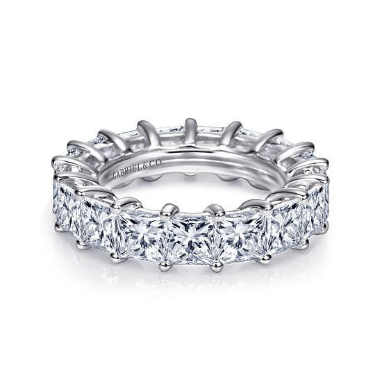 Gabriel - 14K White Gold Princess Cut Shared Prong Diamond Eternity Band