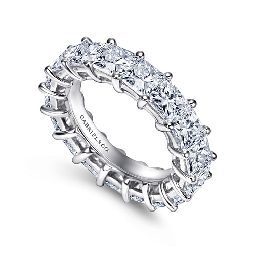 14K White Gold Princess Cut Shared Prong Diamond Eternity Band