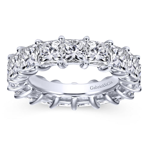 14K White Gold Princess Cut Shared Prong Diamond Eternity Band