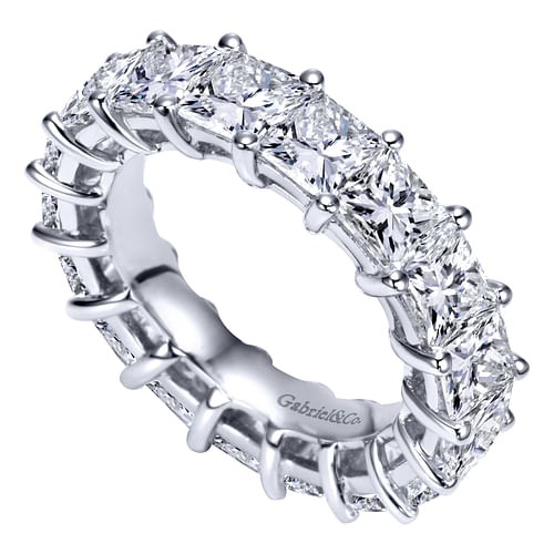 14K White Gold Princess Cut Shared Prong Diamond Eternity Band