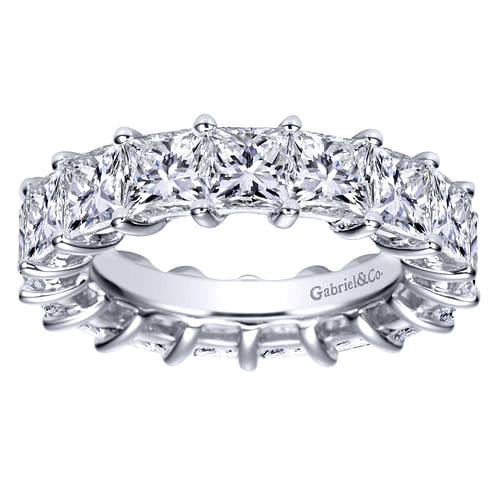 14K White Gold Princess Cut Shared Prong Diamond Eternity Band