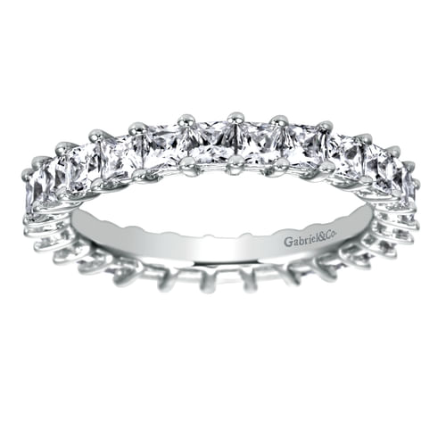 14K White Gold Princess Cut Shared Prong Diamond Eternity Band