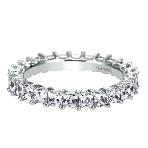 14K White Gold Princess Cut Shared Prong Diamond Eternity Band