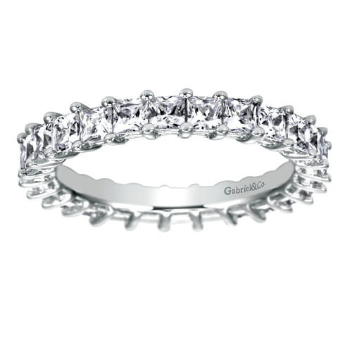 14K White Gold Princess Cut Shared Prong Diamond Eternity Band