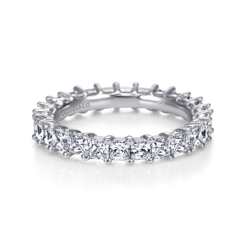 14K White Gold Princess Cut Shared Prong Diamond Eternity Band