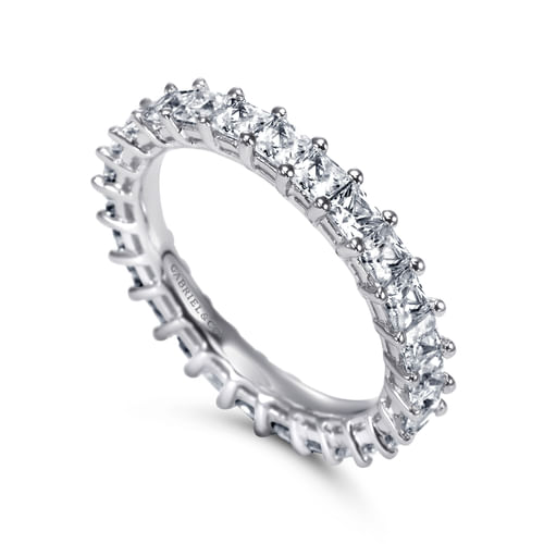 14K White Gold Princess Cut Shared Prong Diamond Eternity Band