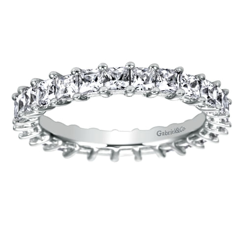 14K White Gold Princess Cut Shared Prong Diamond Eternity Band