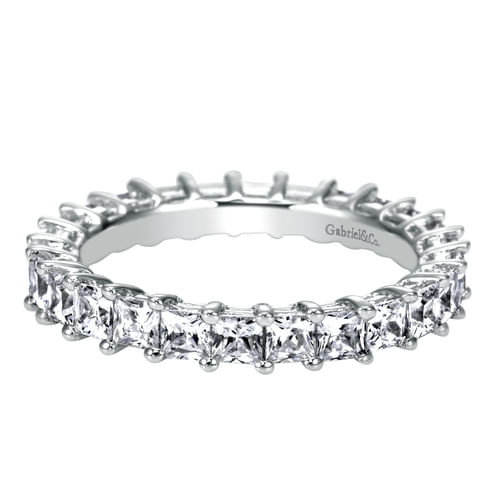 14K White Gold Princess Cut Shared Prong Diamond Eternity Band