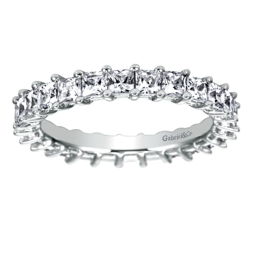 14K White Gold Princess Cut Shared Prong Diamond Eternity Band