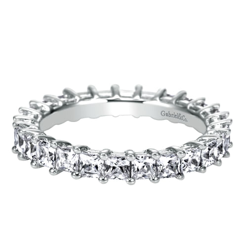 14K White Gold Princess Cut Shared Prong Diamond Eternity Band