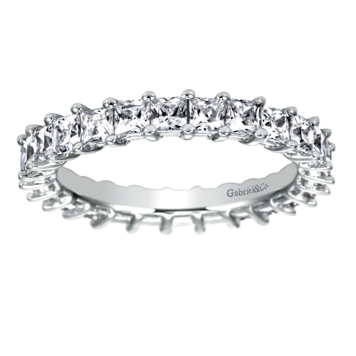 14K White Gold Princess Cut Shared Prong Diamond Eternity Band