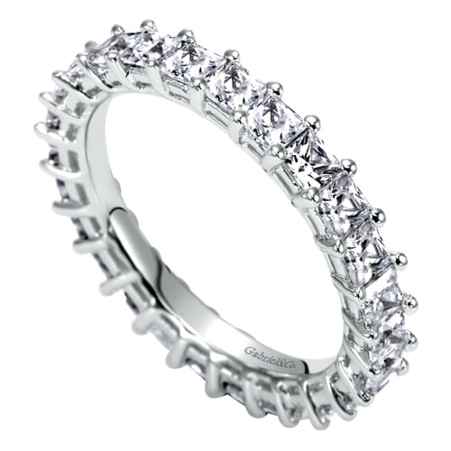 14K White Gold Princess Cut Shared Prong Diamond Eternity Band