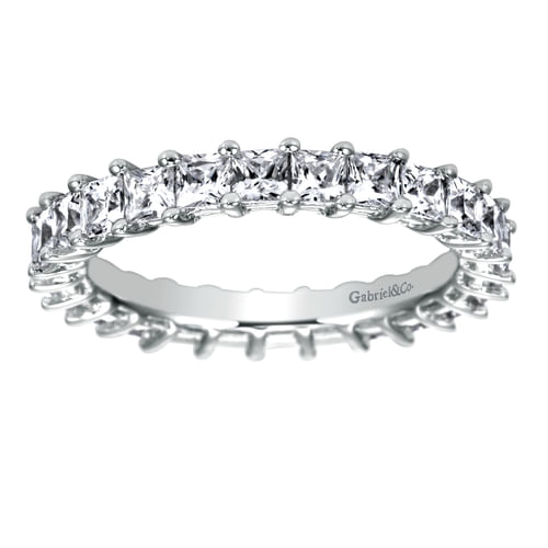 14K White Gold Princess Cut Shared Prong Diamond Eternity Band