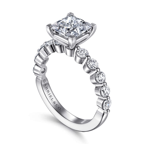 14K White Gold Princess Cut Single Prong Diamond Engagement Ring