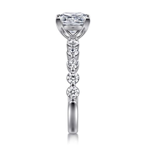 14K White Gold Princess Cut Single Prong Diamond Engagement Ring