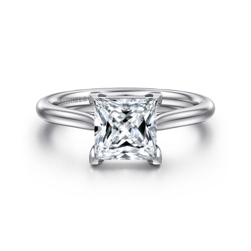 14K White Gold Princess Cut Solitaire Diamond Engagement Ring
