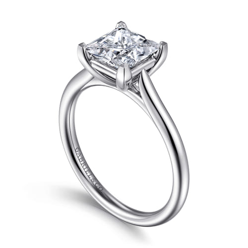14K White Gold Princess Cut Solitaire Diamond Engagement Ring