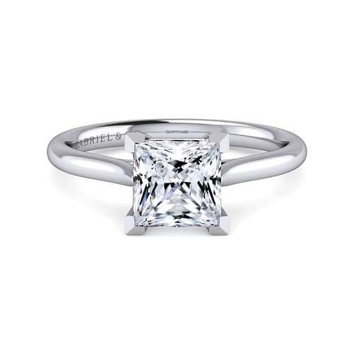 14K White Gold Princess Cut Solitaire Diamond Engagement Ring