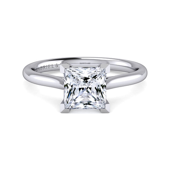 Gabriel - 14K White Gold Princess Cut Solitaire Diamond Engagement Ring