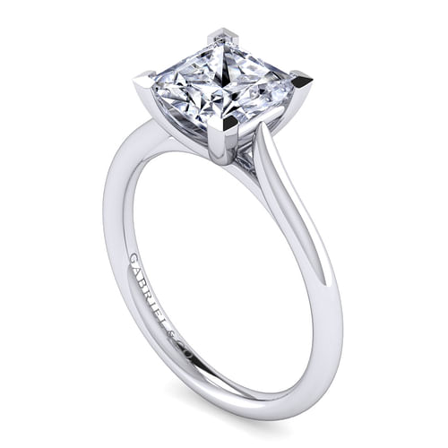 14K White Gold Princess Cut Solitaire Diamond Engagement Ring