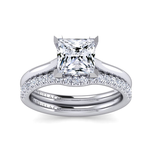 14K White Gold Princess Cut Solitaire Diamond Engagement Ring