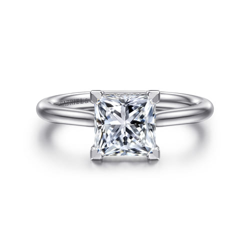 14K White Gold Princess Cut Solitaire Diamond Engagement Ring