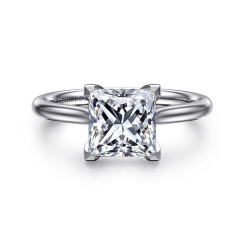 14K White Gold Princess Cut Solitaire Diamond Engagement Ring
