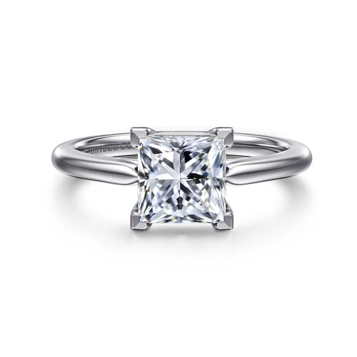 14K White Gold Princess Cut Solitaire Diamond Engagement Ring