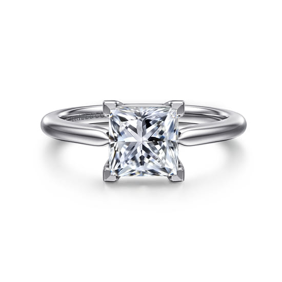 Gabriel - 14K White Gold Princess Cut Solitaire Diamond Engagement Ring