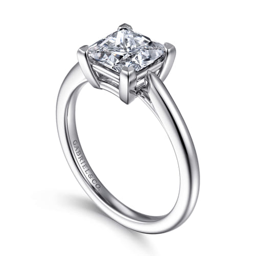 14K White Gold Princess Cut Solitaire Diamond Engagement Ring