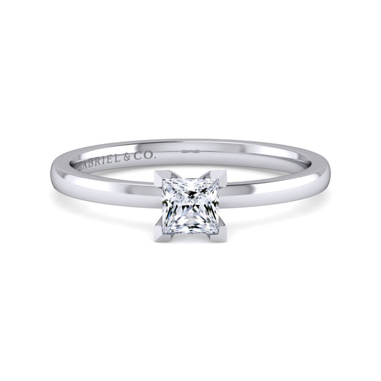 Gabriel - 14K White Gold Princess Cut Solitaire Engagement Ring