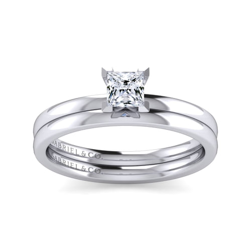 14K White Gold Princess Cut Solitaire Engagement Ring