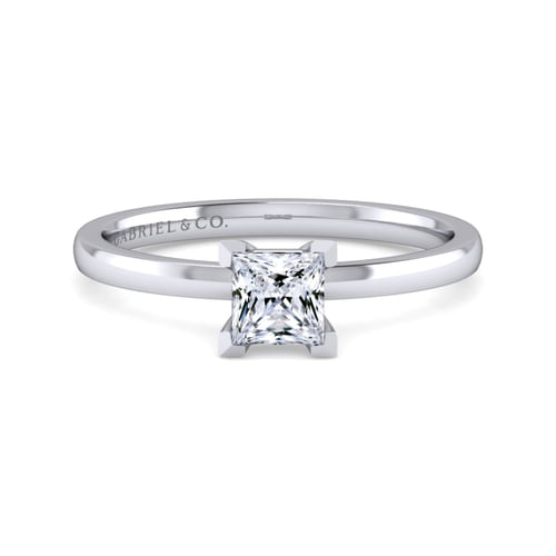 14K White Gold Princess Cut Solitaire Engagement Ring