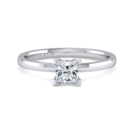 Gabriel - 14K White Gold Princess Cut Solitaire Engagement Ring