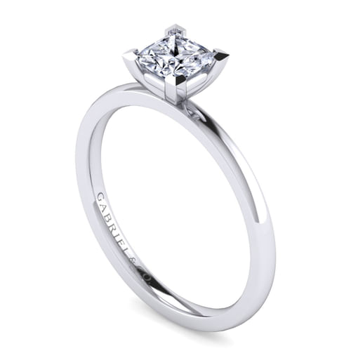 14K White Gold Princess Cut Solitaire Engagement Ring