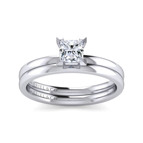 14K White Gold Princess Cut Solitaire Engagement Ring