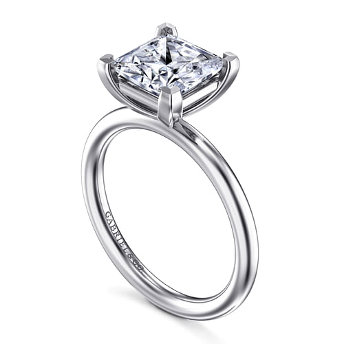 14K White Gold Princess Cut Solitaire Engagement Ring