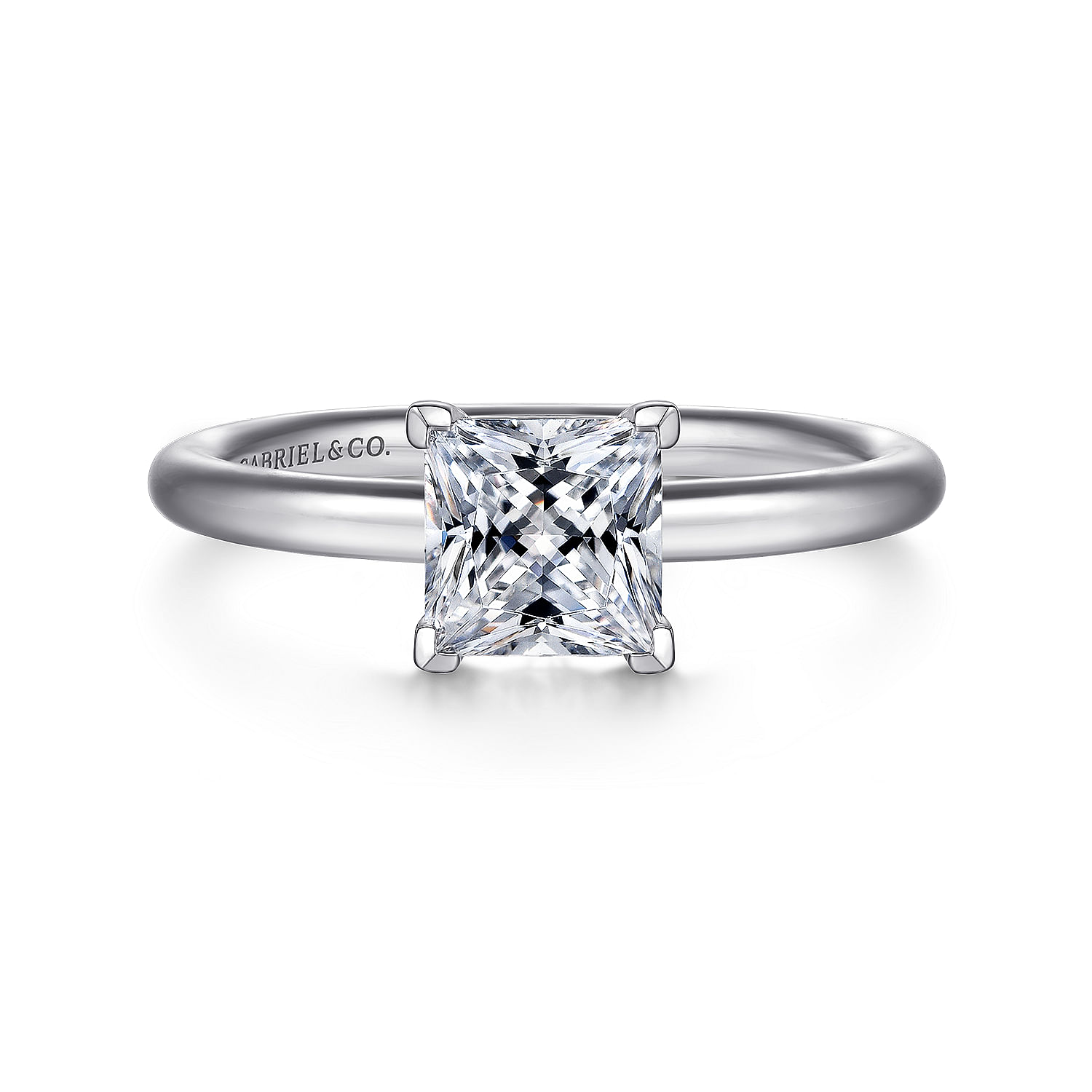 14K White Gold Princess Cut Solitaire Engagement Ring