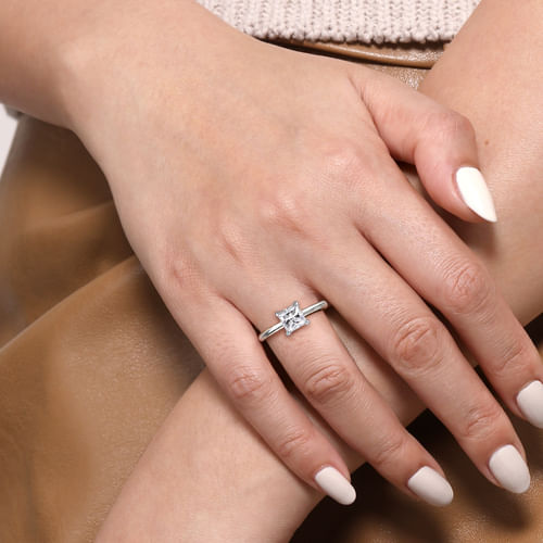 14K White Gold Princess Cut Solitaire Engagement Ring