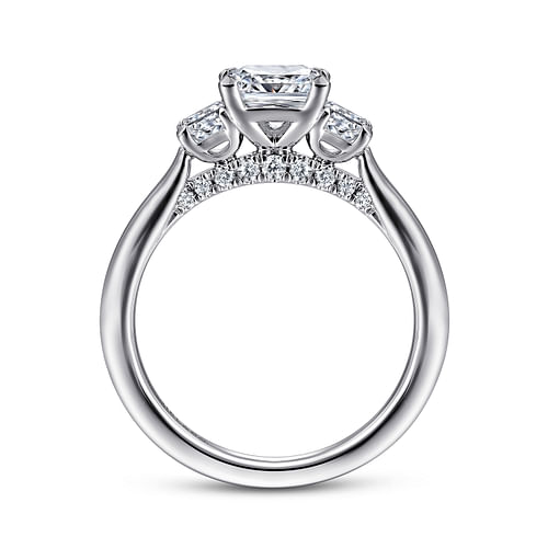 14K White Gold Princess Cut Three Stone Diamond Engagement Ring