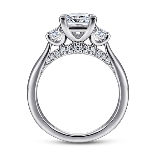 14K White Gold Princess Cut Three Stone Diamond Engagement Ring