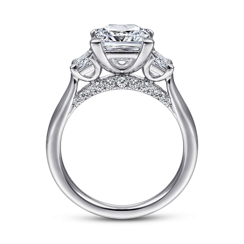 14K White Gold Princess Cut Three Stone Diamond Engagement Ring