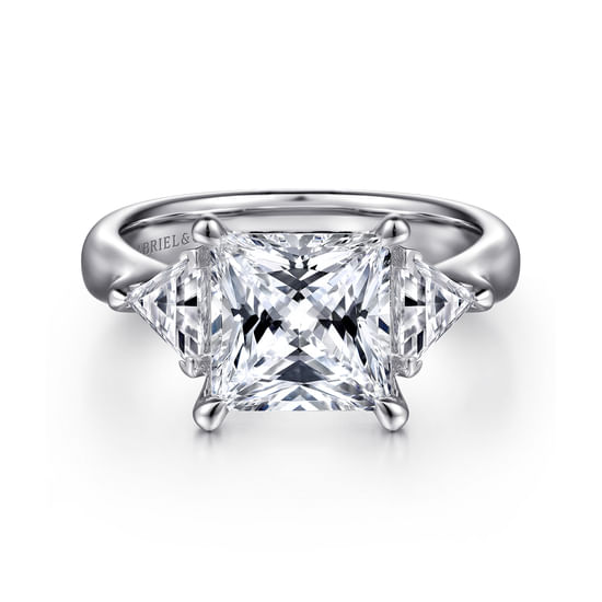 Gabriel - 14K White Gold Princess Cut Three Stone Diamond Engagement Ring
